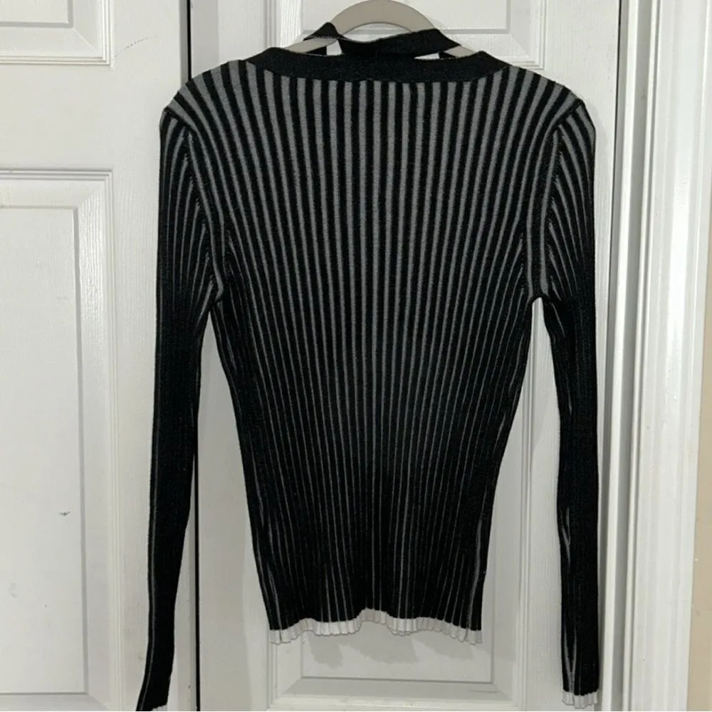 Rio & Rian Black & White Rib Cardigan(Size Large) - Image 3