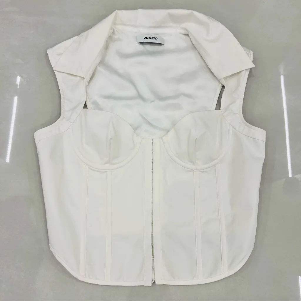 Danielle Guizio White Collar Corset Top - Image 8