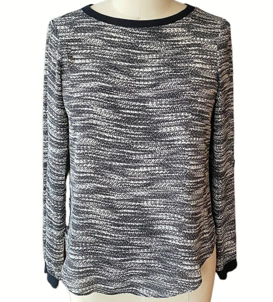 Beautiful Abstract LOU & GREY Black & White Long Sleeve Blouse ~ NWOT Women's XS - Image 2