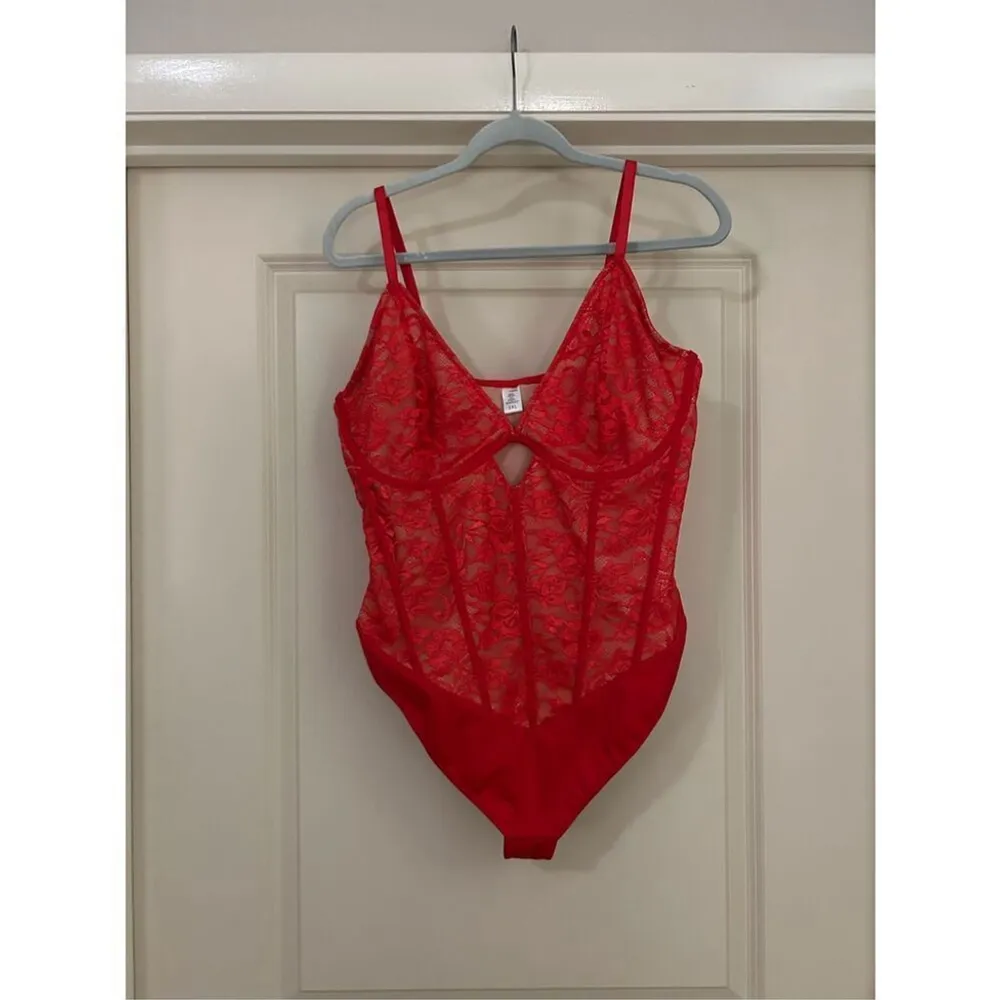 NEW~Popilush Lace Bodysuit Shapewear Tummy Control Corset 3X 22/24 Red Size undefined - Image 3
