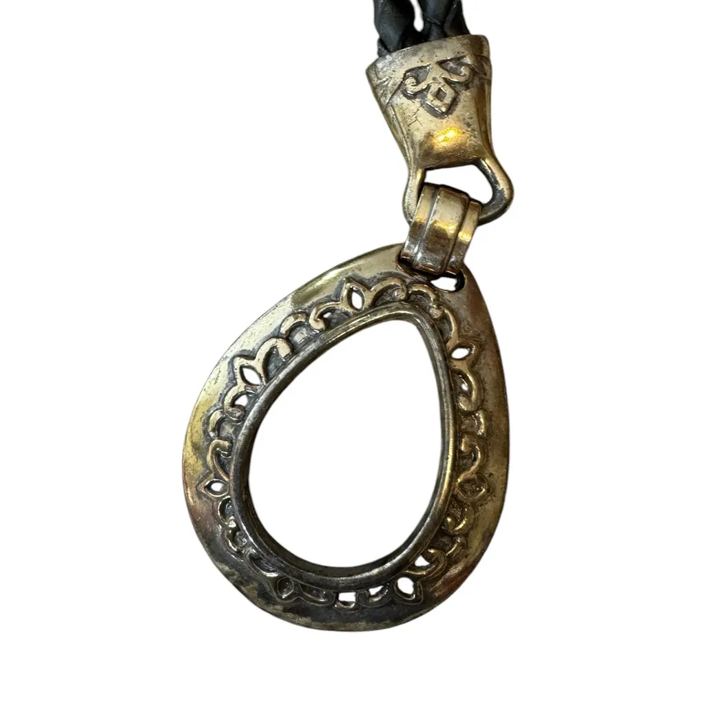 Taiwan R.O.C 1994 Vintage‎ Braided Leather Silver Headwear Belt Adjustable Used Black - Image 2