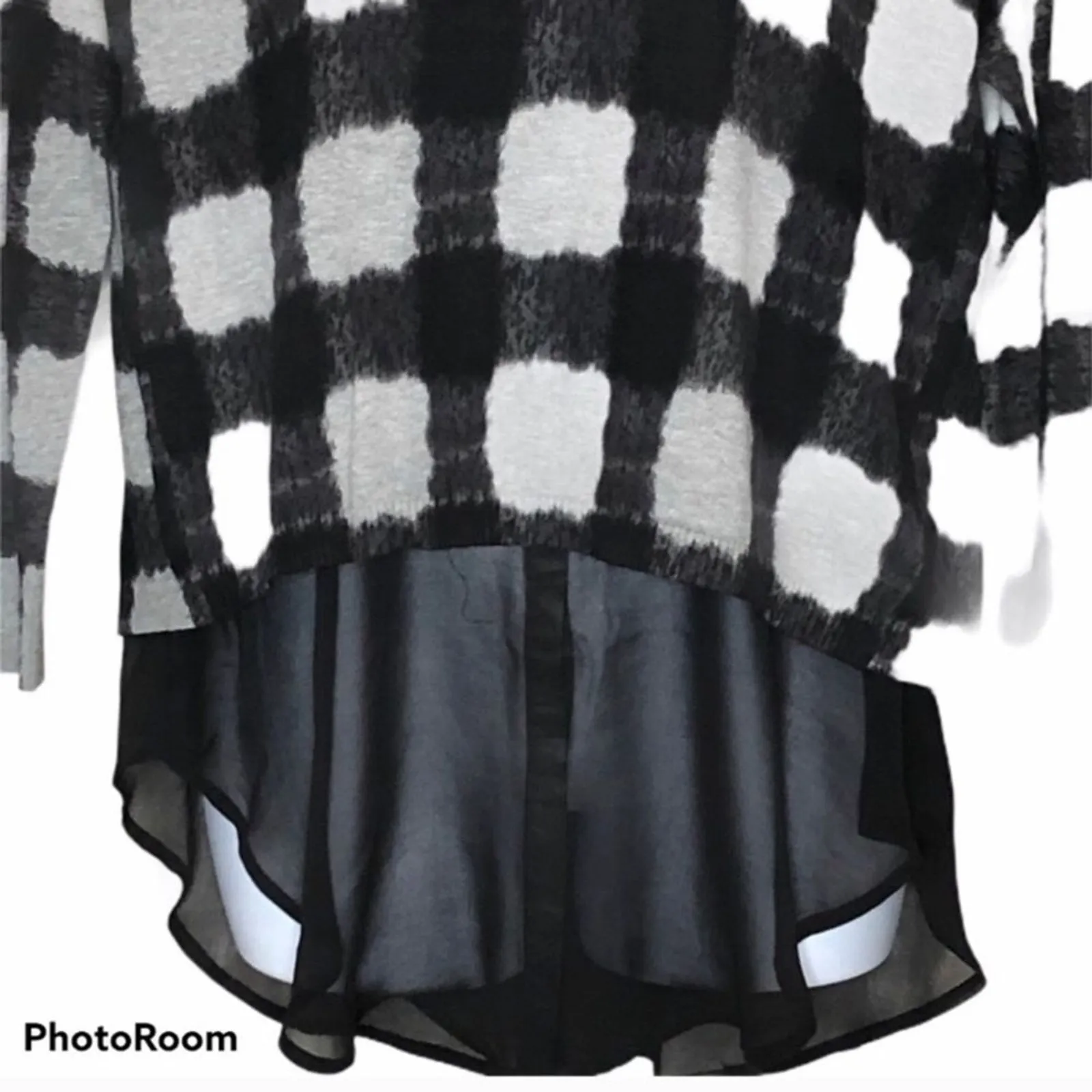 Zero Degrees Celsius Plaid Bateau Sweater 2X NWT Georgette Hem Plus Black - Image 6