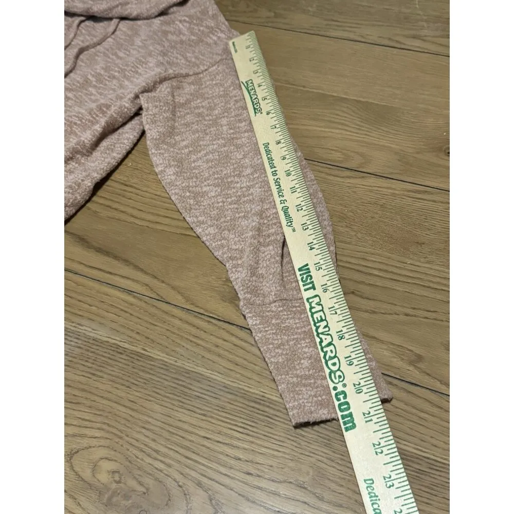 prAna Sweater Women Size Small Drawstring Long Sleeve Cowl Neck Coral Brown Soft - Image 8