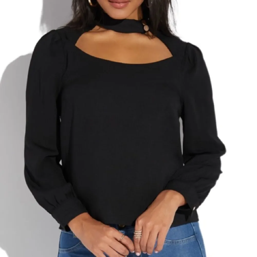 choker neck blouse in black size L Size L - Image 12