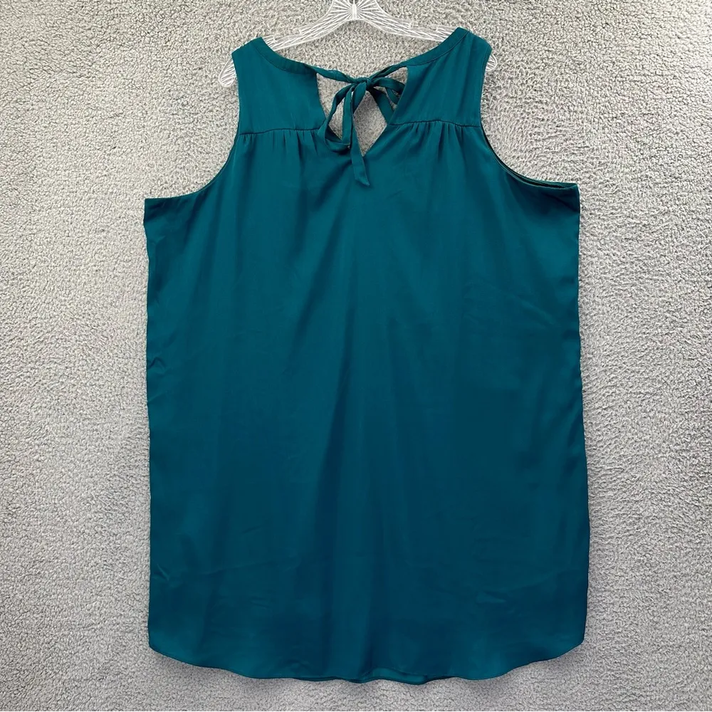 Old Navy Sleeveless‎ V Neck Satin Shift Dress Dark Teal Knee Length Women's XXL - Image 3