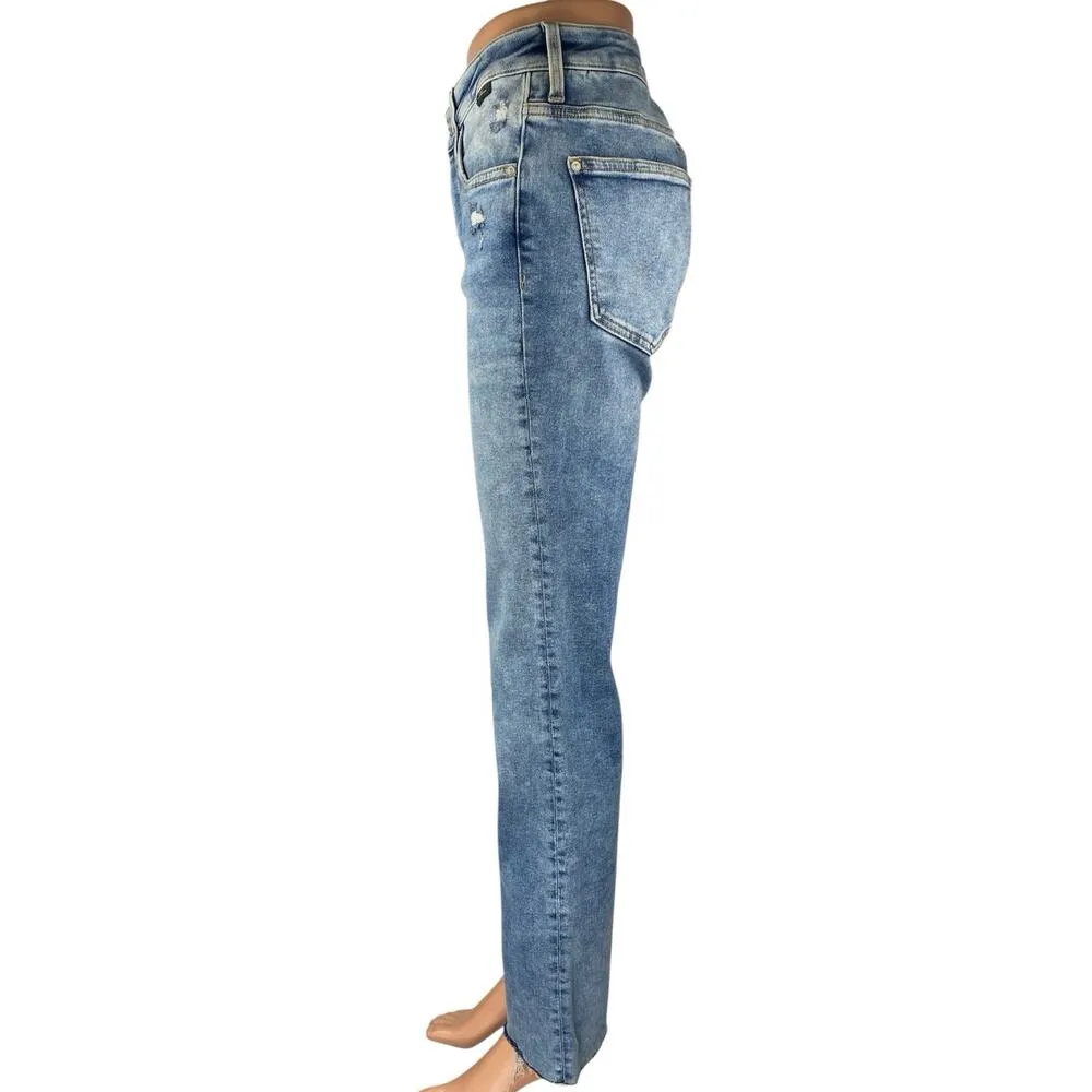 Mavi Maria Slit Women's Blue High Rise Distressed Flare Bootcut Denim Jeans 26 - Image 2
