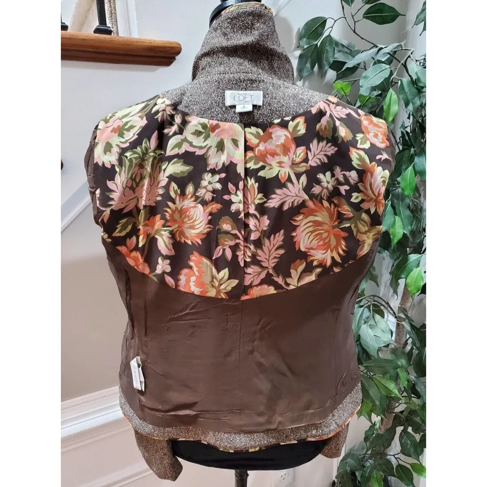 Ann Taylor Women's Gray Silk Single Breasted Long Sleeve Three Buttons Blazer 8 - Image 8