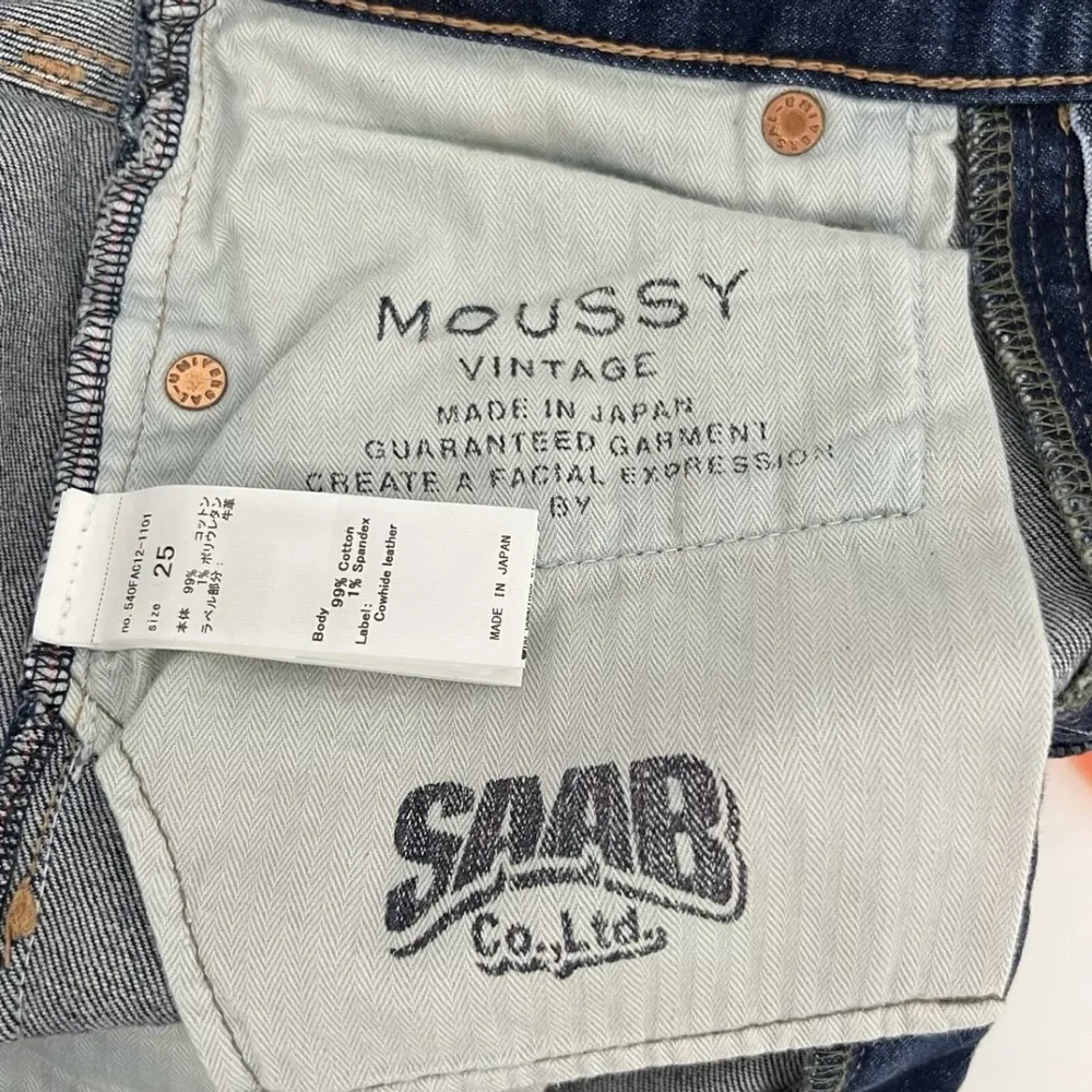 MOUSSY VINTAGE MV Rhode Cropped Flare Hi Rise Jeans in Dark Blue Frayed Size 25 - Image 12