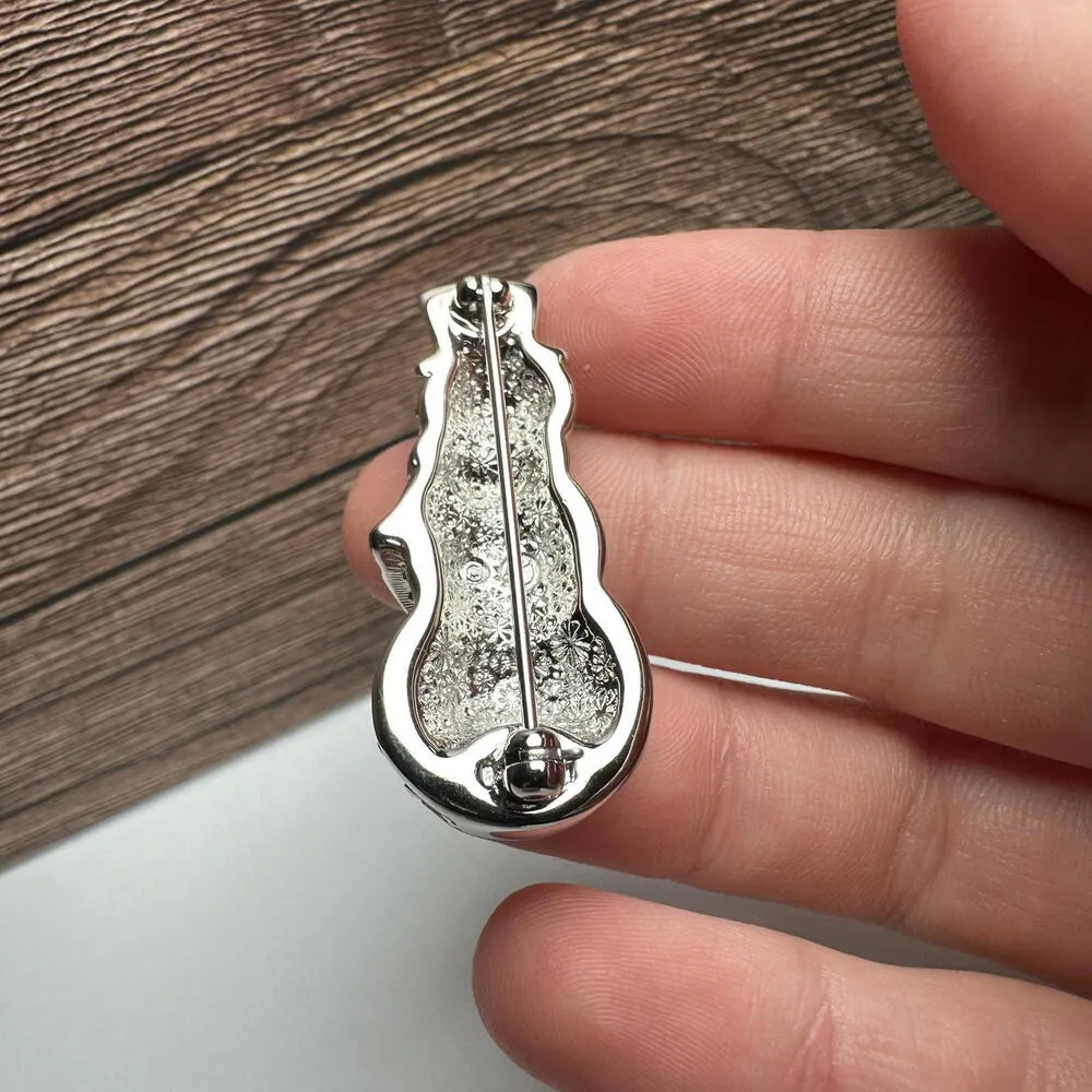 Swarovski Crystal Snowman Brooch Pin Clear Pave Crystals Red & Black Enamel - Image 8