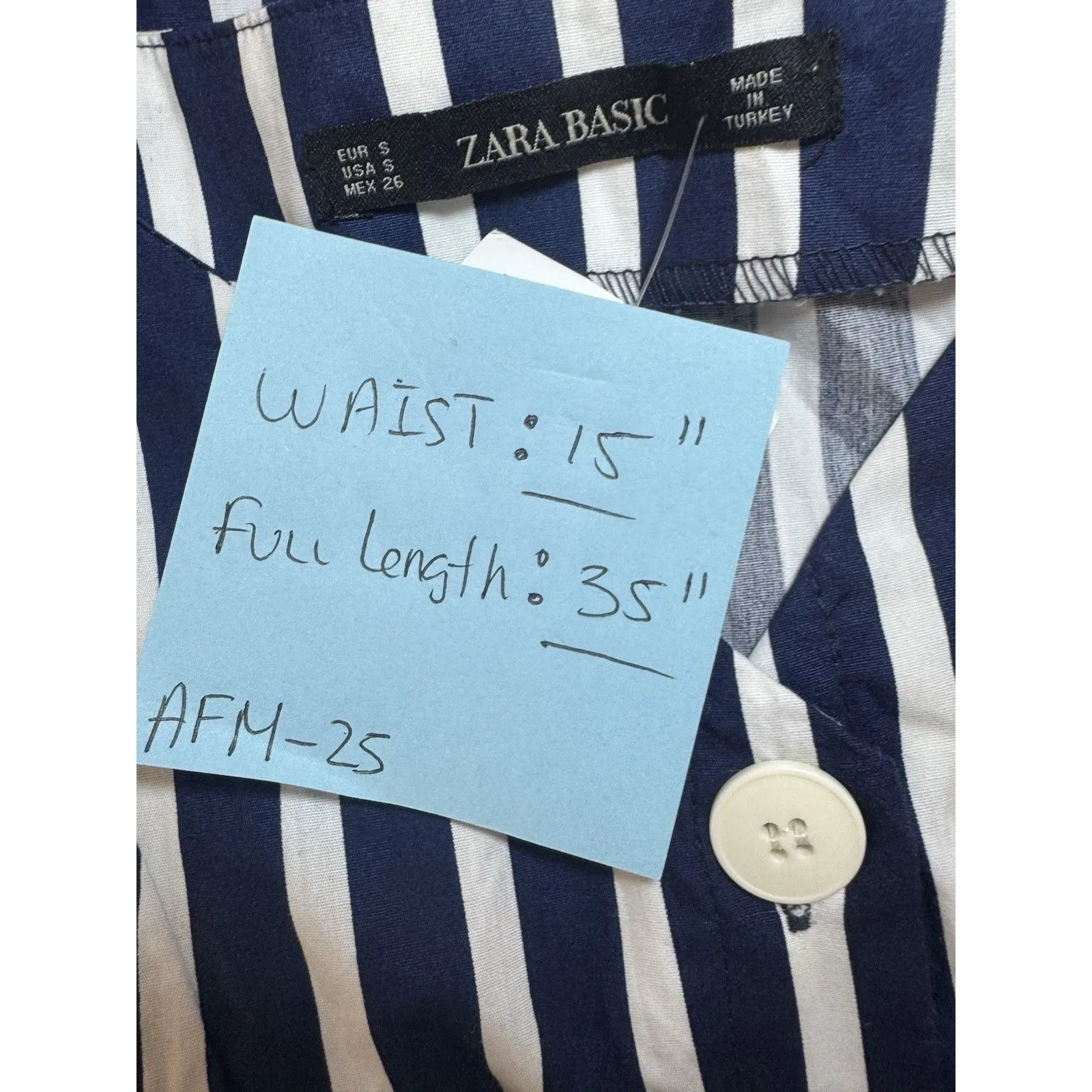 ZARA NAVY BLUE WHITE STRIPED NAUTICAL JUMPSUIT MIDI DRESS STRIPE S SMALL 8 4 36 - Image 11