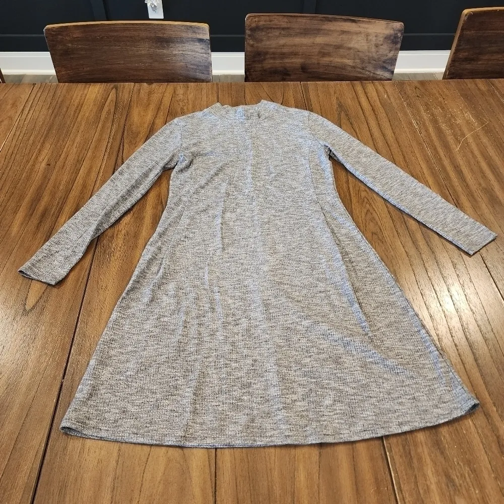 Madewell Cityblock Mock Neck knit long sleeve Mini  sweater Dress gray S fall - Image 2