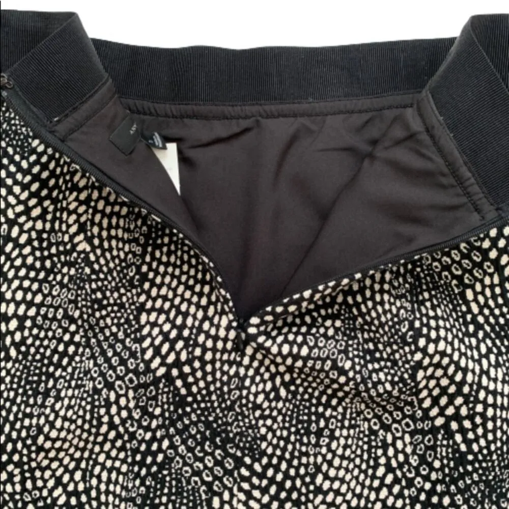 Ann Taylor Skirt Black Cream Animal Print Career Tailored Pencil Size 2 NEW - Image 4