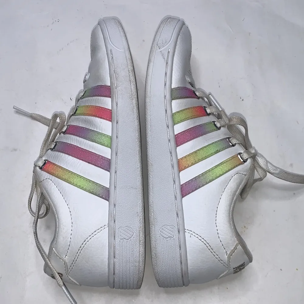 K-Swiss women’s Court Pro Ii Sneaker White Pastel Rainbow Tennis Shoe S-139 Sz 8 - Image 8