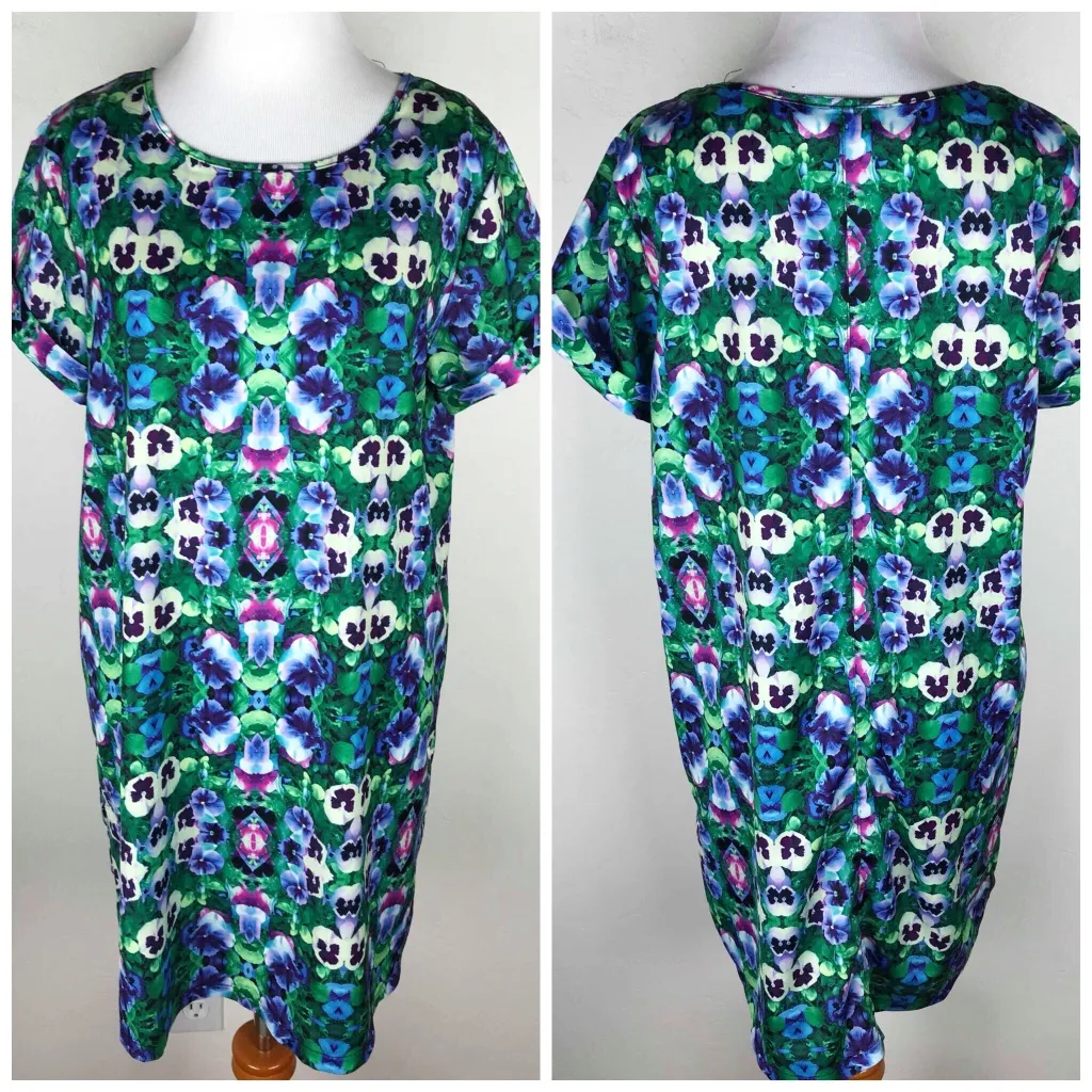 MINKPINK Green Floral Shift Dress - Image 2