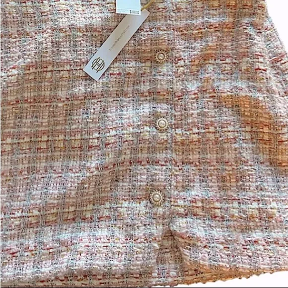 House of Harlowe 1960Tweed skirt set in Pixi Pearl Buttons New with tags Pink Size M - Image 11