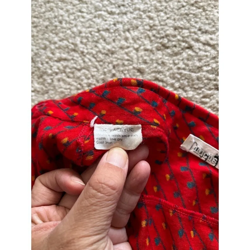 Vintage Michel Comte French red yellow blue paisley candy corn long sleeve blous Size undefined - Image 4