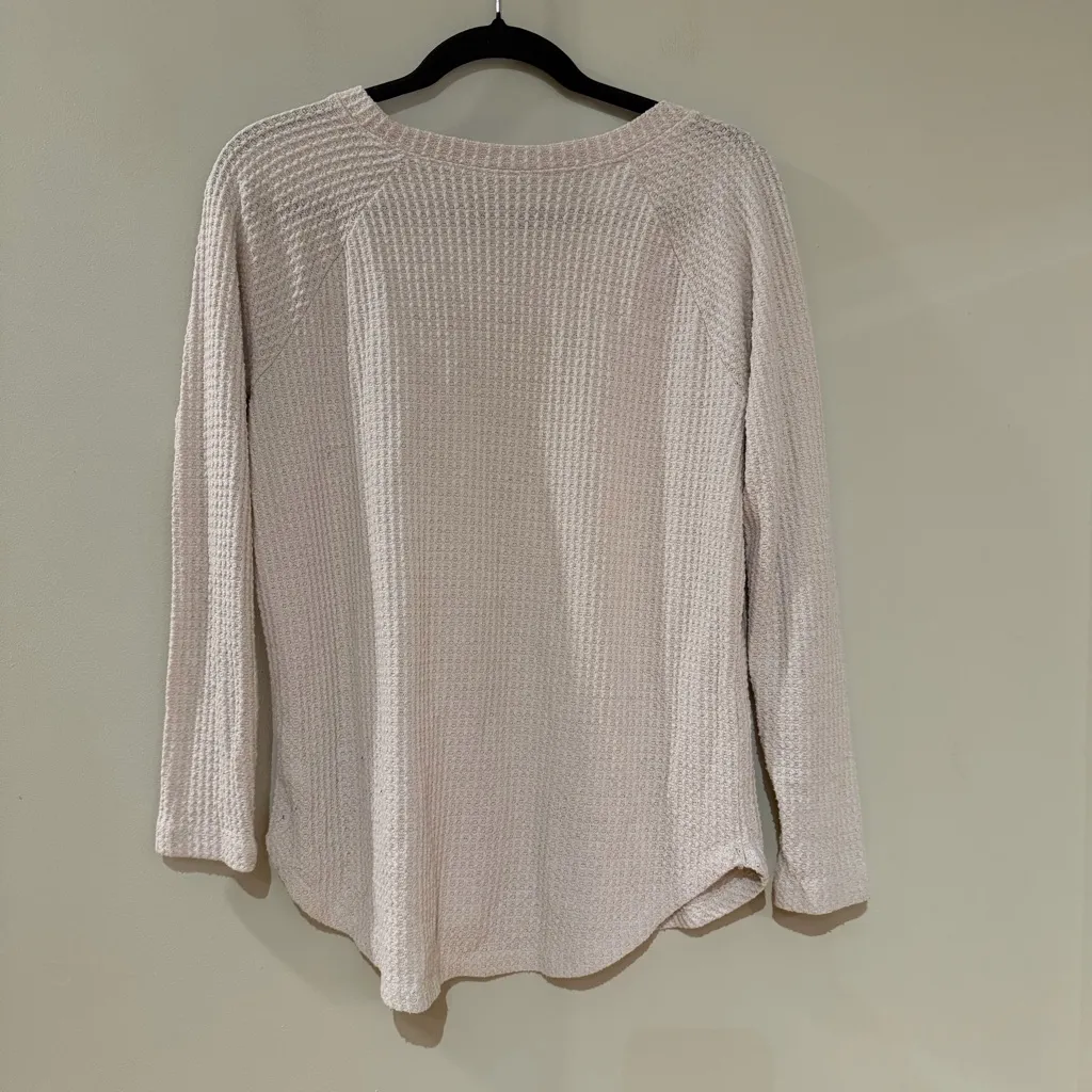 American Eagle Cream Waffle Knit Top - Image 5