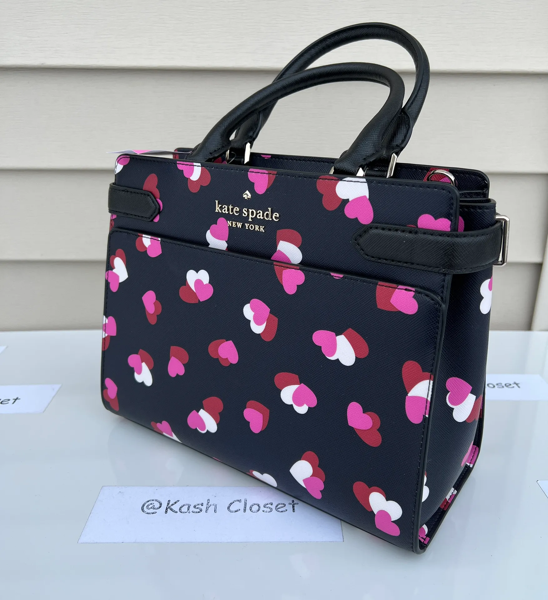 staci heart print medium satchel - Image 5