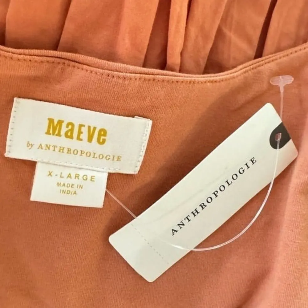 ANTHROPOLOGIE Maeve Ruffled Bubble Hem Cropped Tank Top Peach Size XL NEW - Image 5