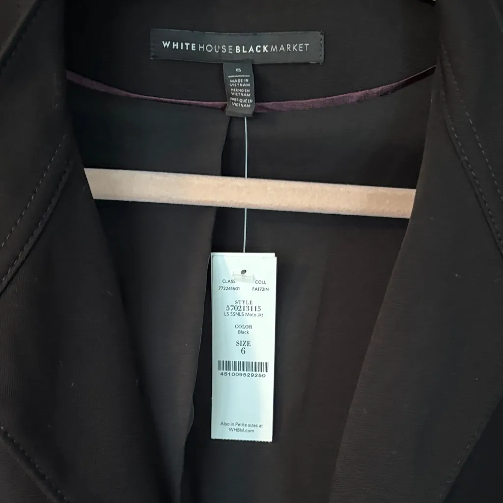 NWT White House, Black market cropped jacket with leather elbow detail - Image 3