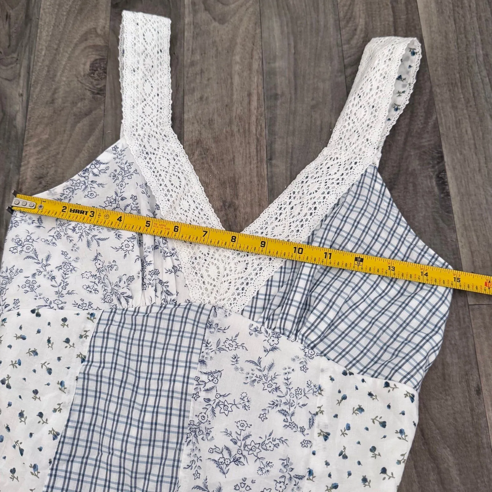 American Eagle coquette cottagecore patchwork Lace Inset Mini Dress - Image 3