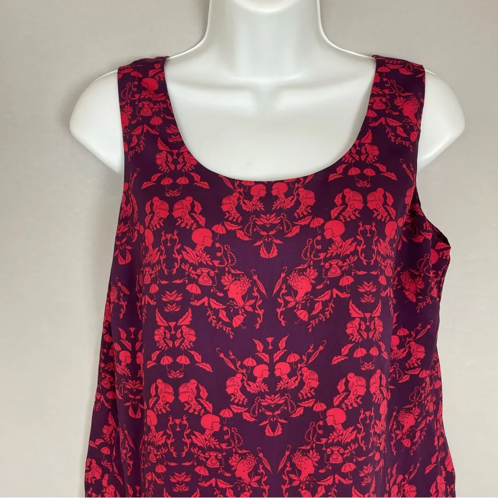 Cabi Top Cameo Print Sleeveless Blouse Red Purple Curtain Back Size‎ Small Scoop - Image 12