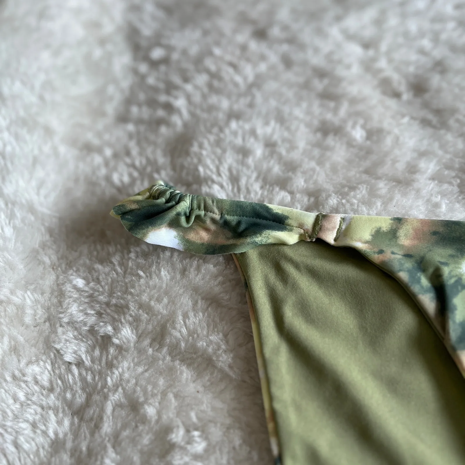 NWT Aerie | Abstract Green Floral Ruffle Side Bikini Tankini Bottoms | Size L - Image 4