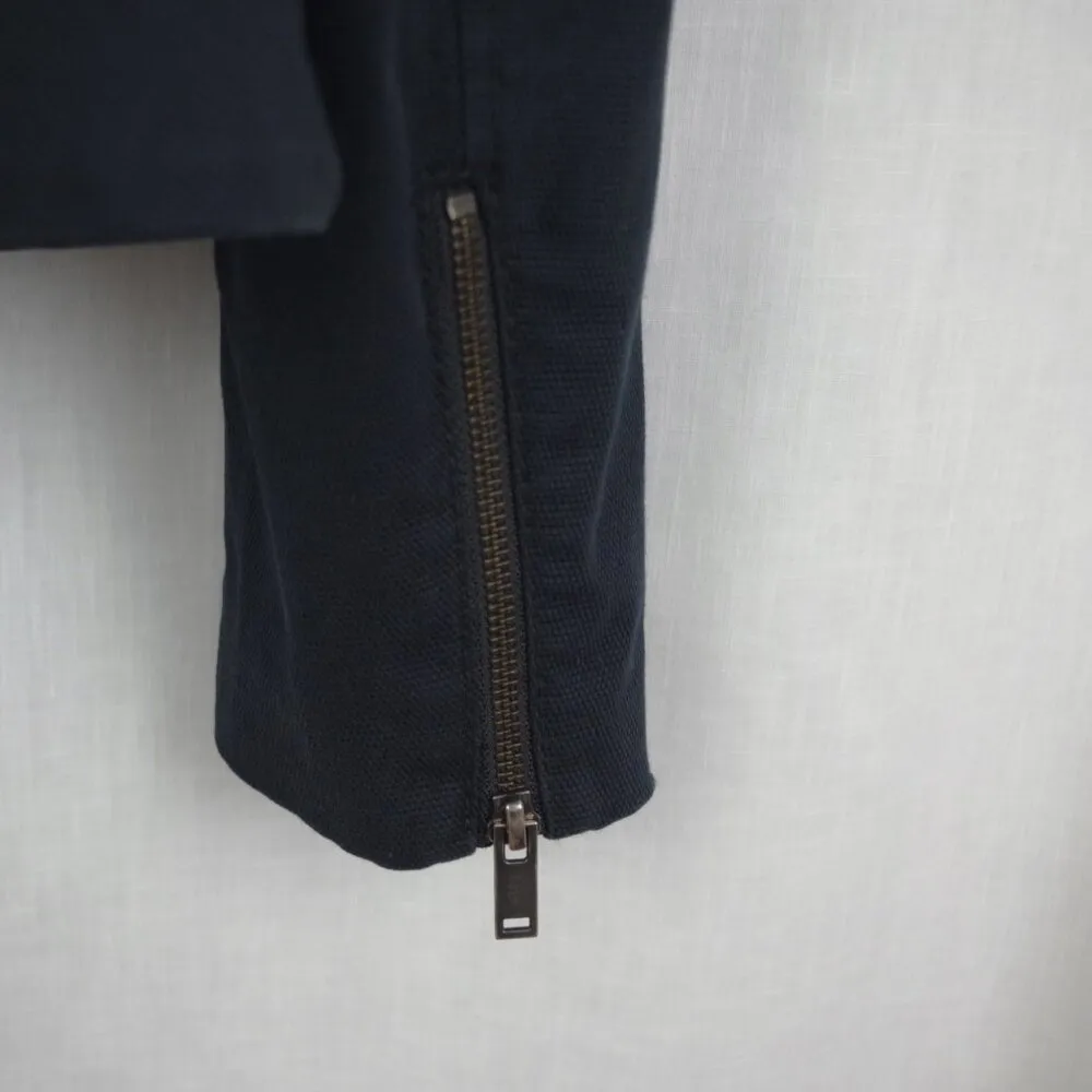 Ladies' Black Canvas Asymmetrical Zip Motorcycle Style Jacket Medium - Image 5