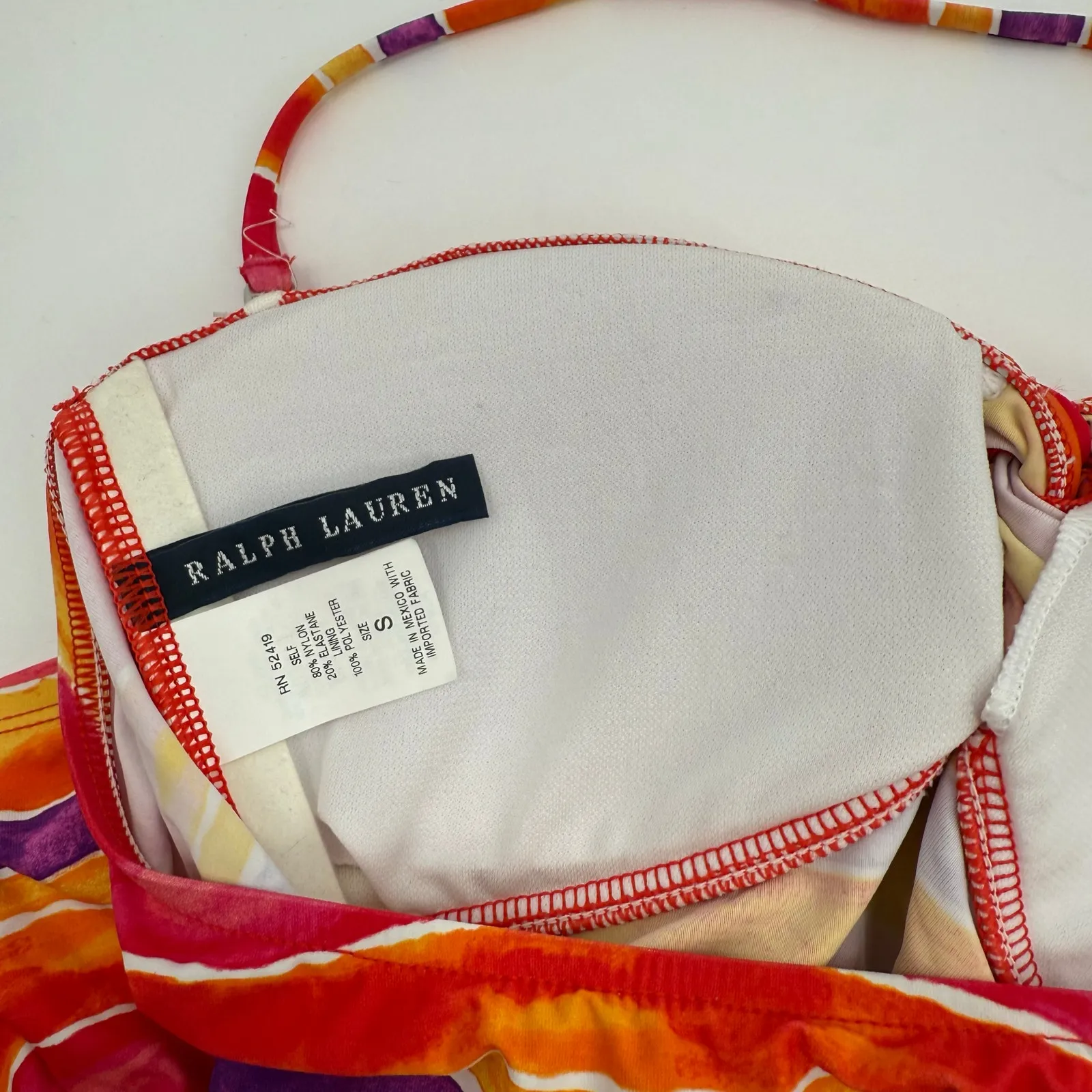 RALPH LAUREN Tankini Top Size Small NEW Swim NWOT Tie Stripe Halter Strap Resort - Image 5