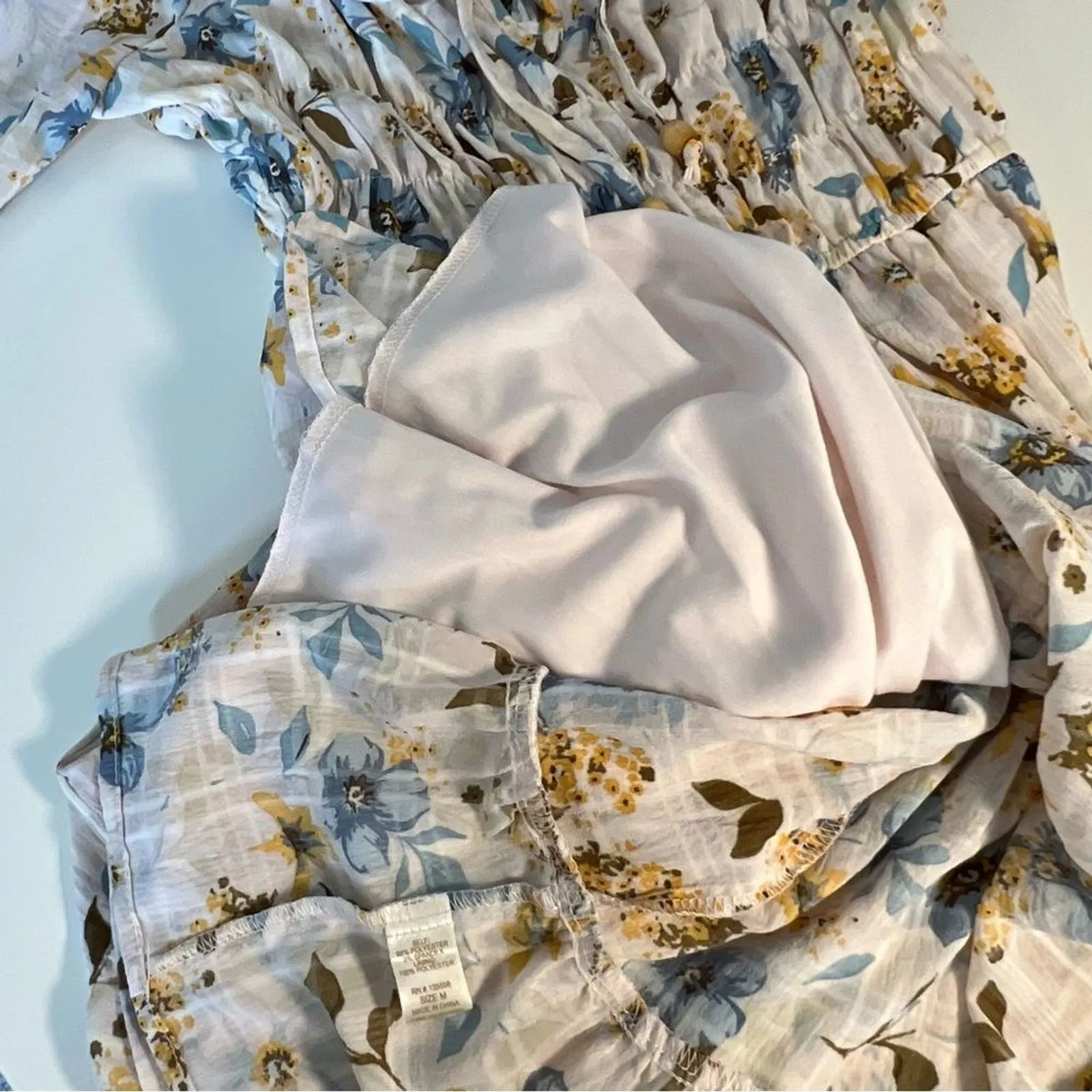 Liberty Love Womens Smocked Milkmaid Dress Size M Floral Cottage Prairie Boho - Image 9