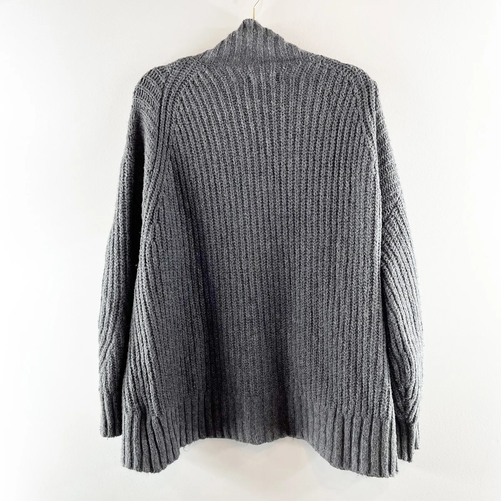 Maeve Anthropologie Dakotah Mock Neck Ribbed Long Sleeve Sweater Gray Large - Image 4