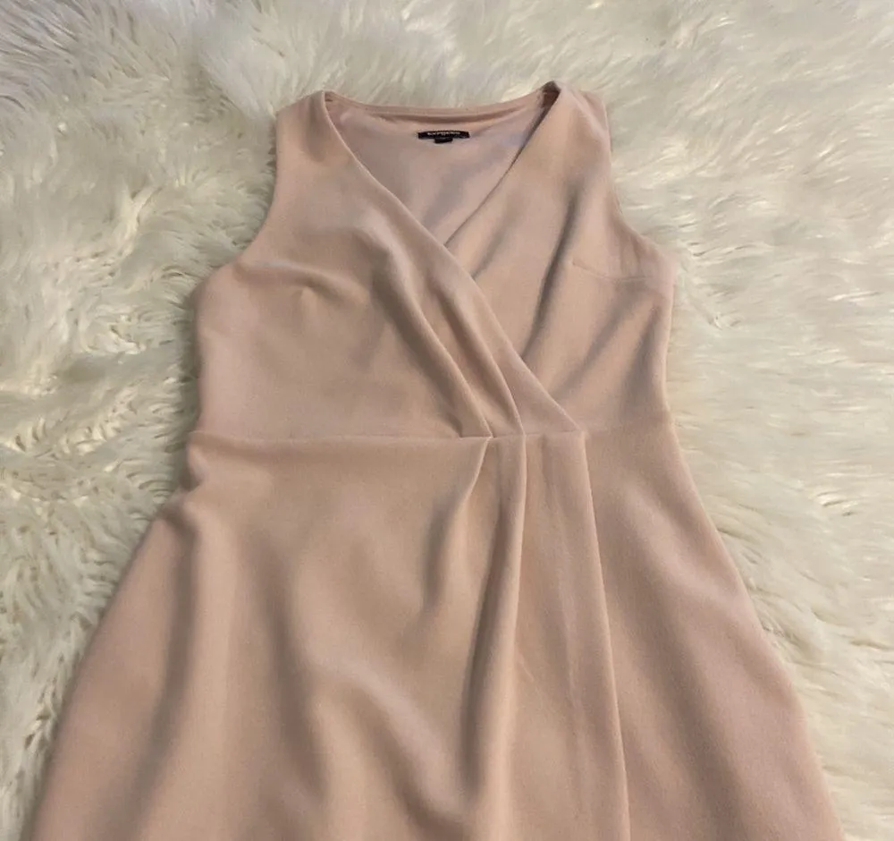 EXPRESS light pink  Tan Sleeveless Sheath Dress V-neck Cocktail size XS excellen - Image 11