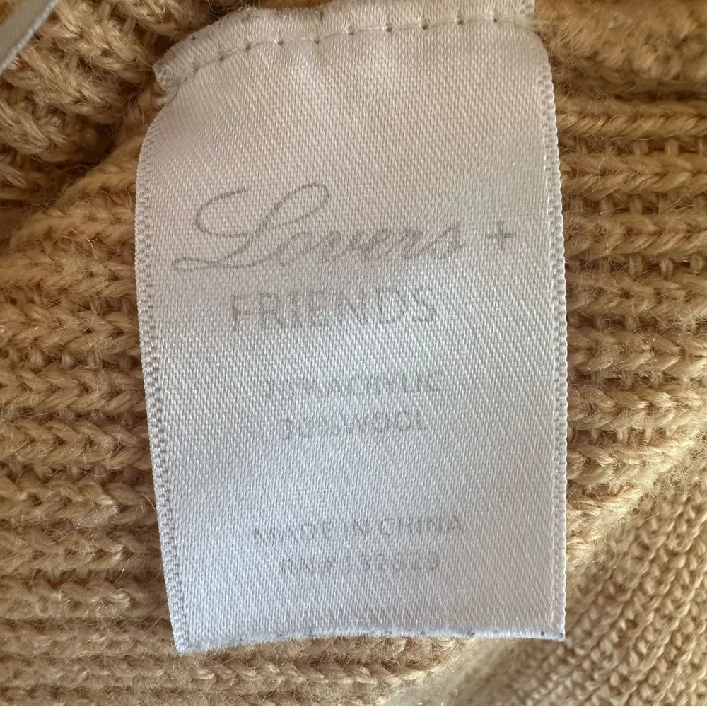 Lovers + Friends Revolve Prospect V Neck Knit Sweater Distressed Tan Crop Small - Image 10