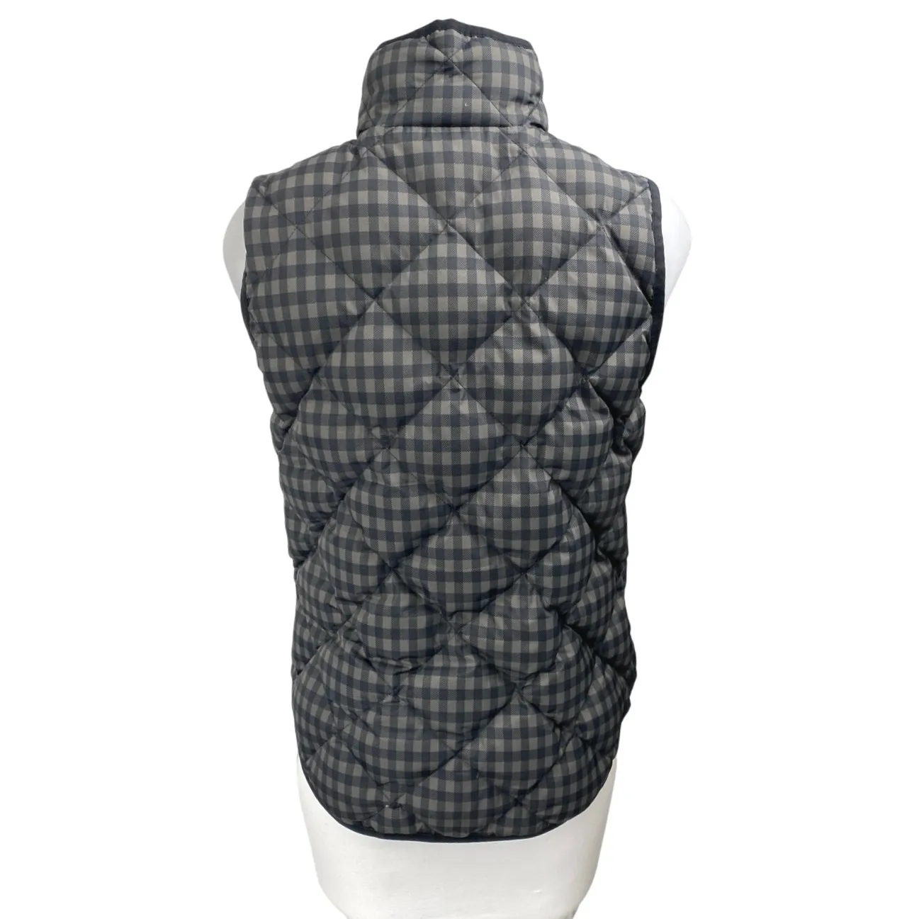 J.Crew Women's Black Gingham Checkered Zip Up Puffer Quilted Vest Coat Jacket XS - Image 2