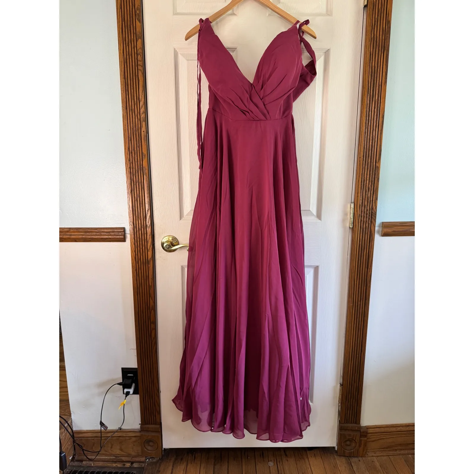 Chiffon Maxi Dress Formal Gown‎ Bridesmaid Dress Sleeveless Purple Size 6 - Image 5