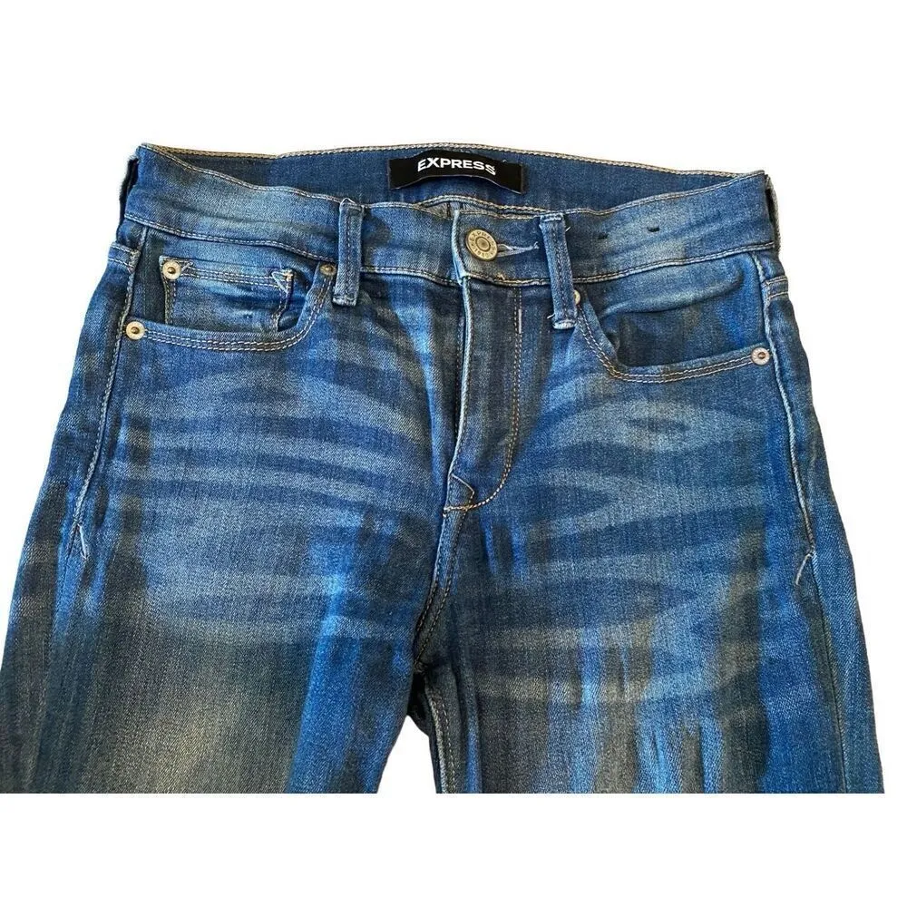 Express Legging Mid Rise Stretch Jeans 2R Straight Leg Everyday Casual Denim Sch - Image 4