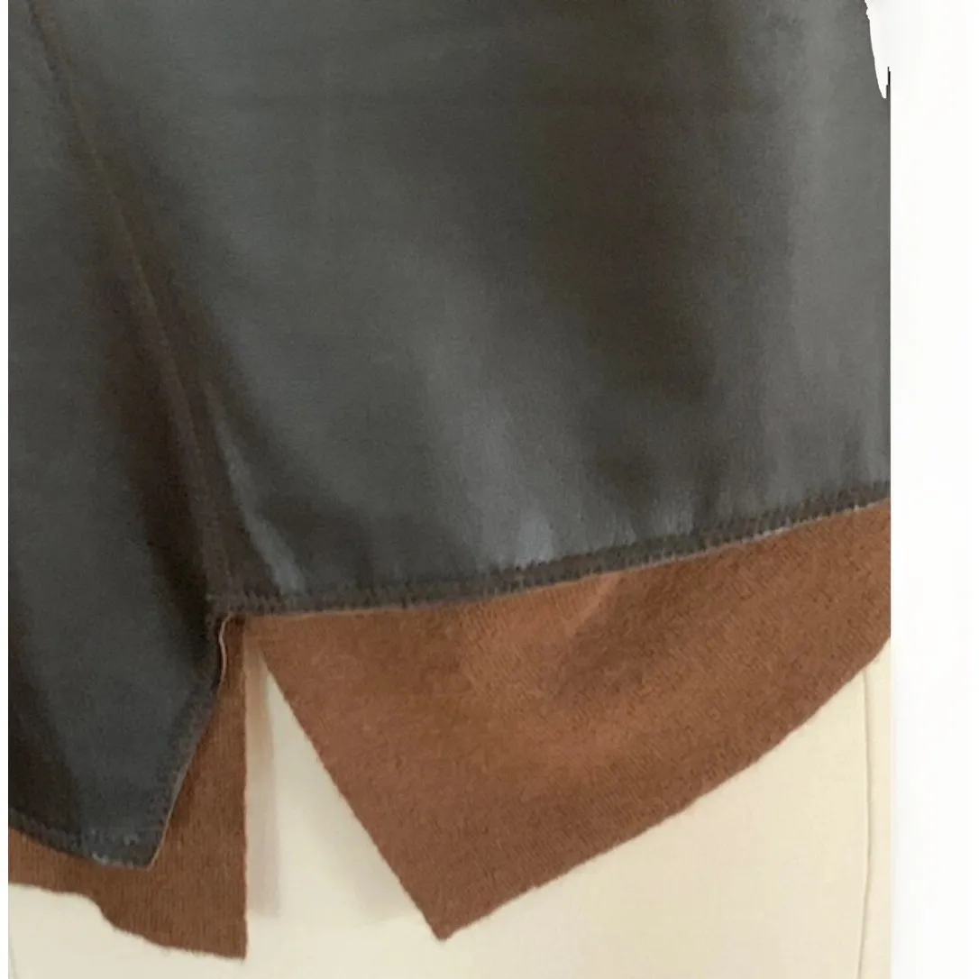Lafayette 148 Wool Alpaca Leather Panel Sweater Quiet Luxury Brown Chic Luxe M Size M - Image 5