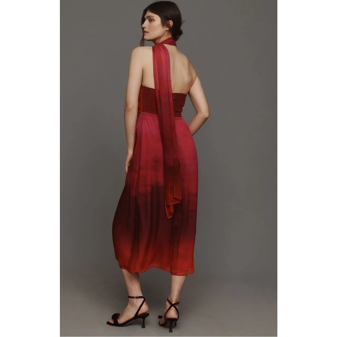 Anthropologie Plenty by Tracy Reese Halter Scarf Dress Pink Ombré Small NWT - Image 2