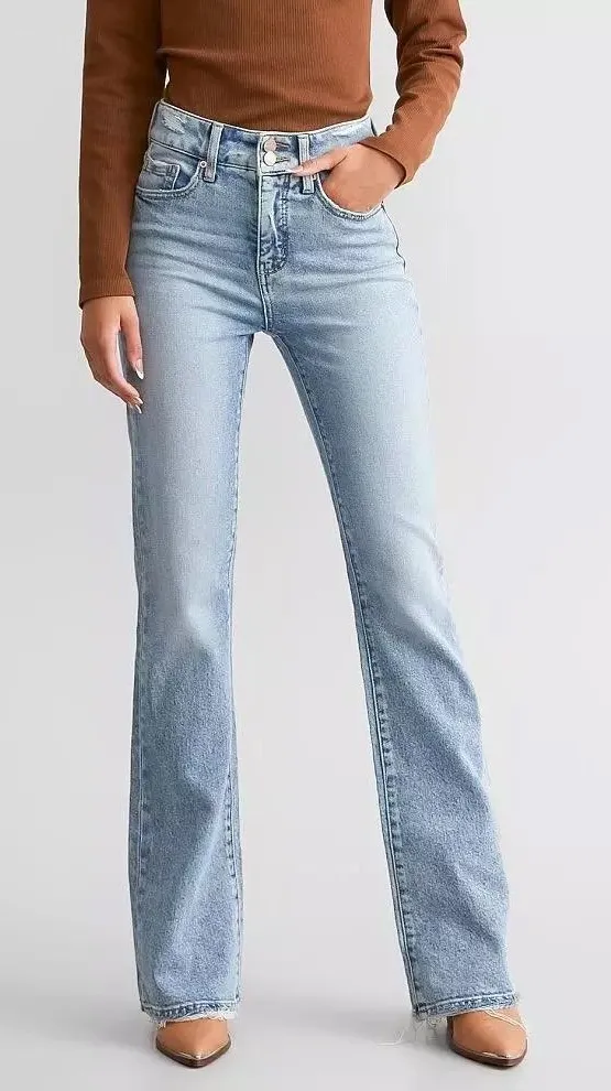 BKE Billie Slim Fit High Rise Bootcut Jeans Light Wash Distressed Size Unknown - Image 1