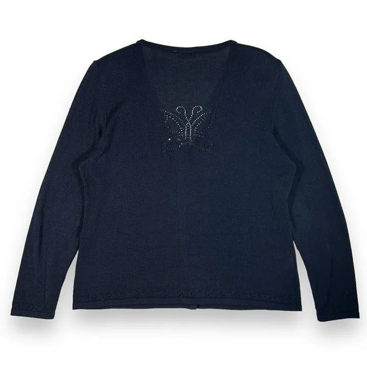 Olga Santini‎ Butterfly Cardigan Sweater Blue Size L - Image 6