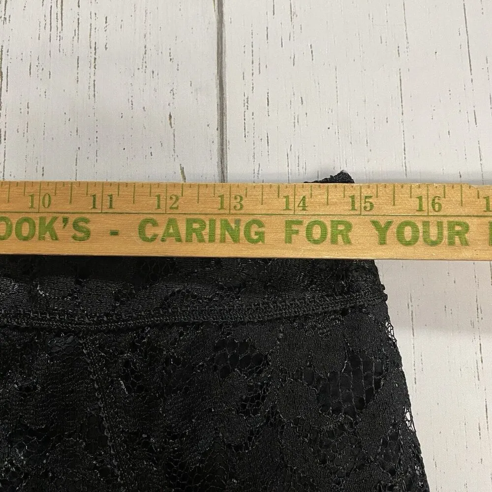 Nine West Lined Black Floral Lace Skirt Sz 8P 100% Silk Petite Whimsygoth Fairy - Image 7