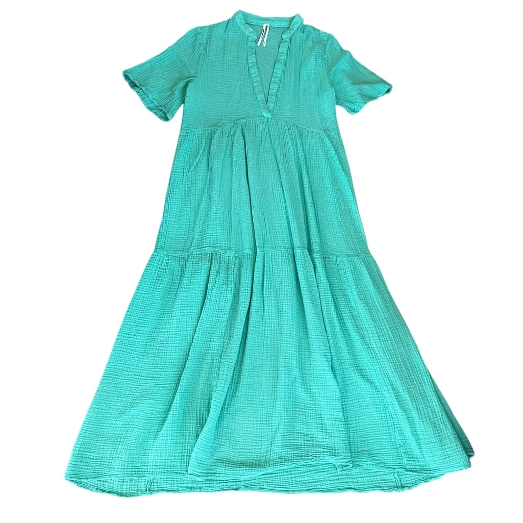 Anthropologie Women’s The Kallie Flowy Tiered Gauzy Maxi Dress in Turquoise Teal - Image 2