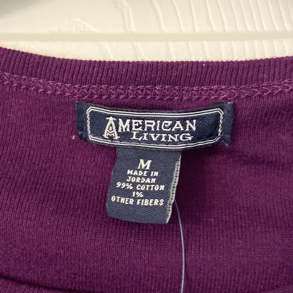 American Living Long Sleeve shirt size M length 25” bust 32” purple and black - Image 2