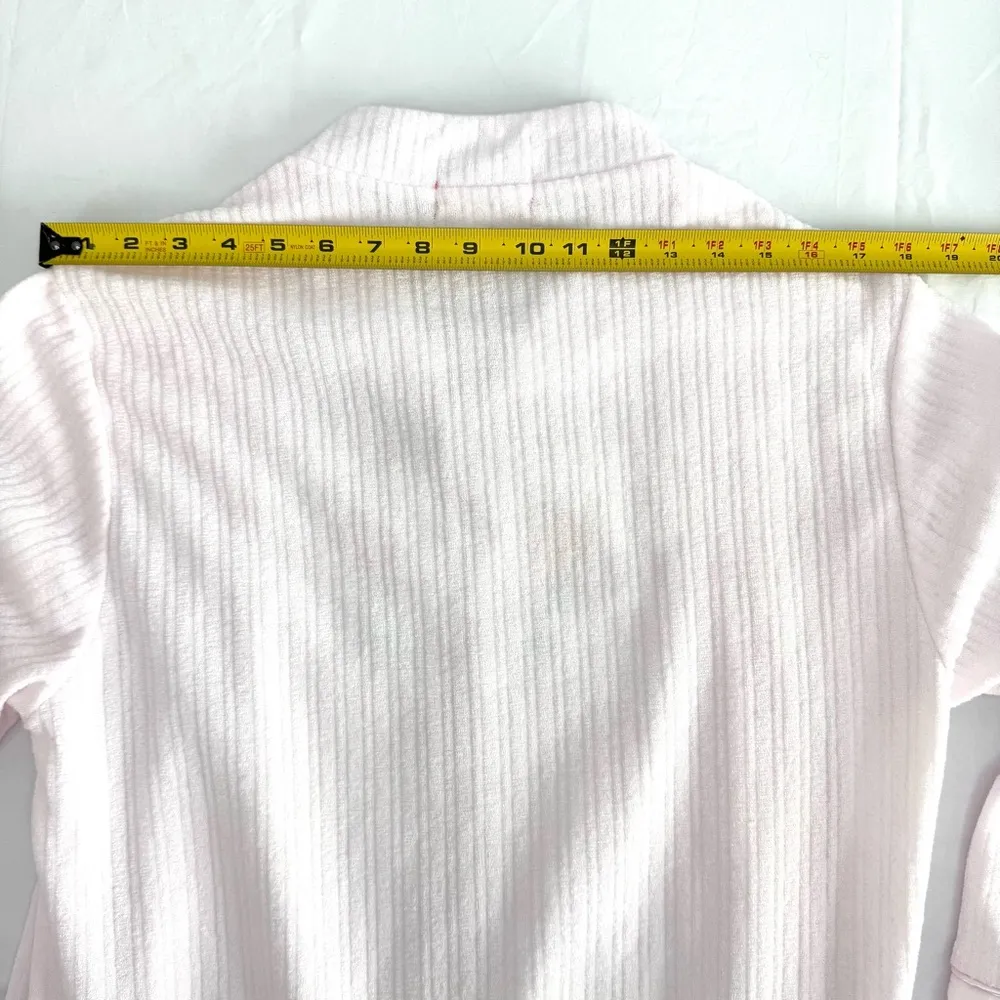 Loti Fashion Smocked Robe Full Zip Light Pink Terrycloth Housecoat Embroidered Size M - Image 10