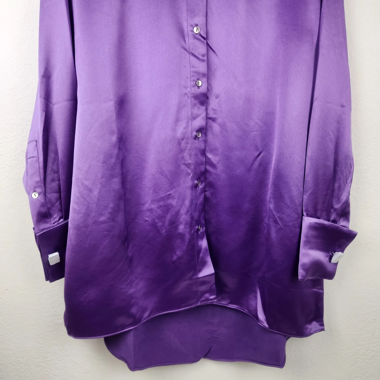 Retrofete Kit Shirt Orchid Purple Size XS Satin Button Down Long Sleeve NWT Cuff - Image 4