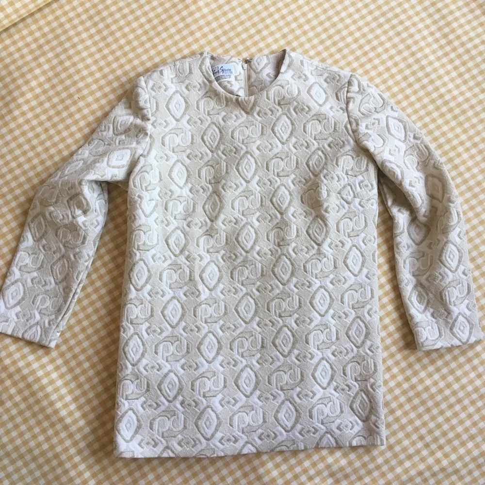 Vintage Woven Textured Tunic Top Metallic Pattern Size M - Image 9