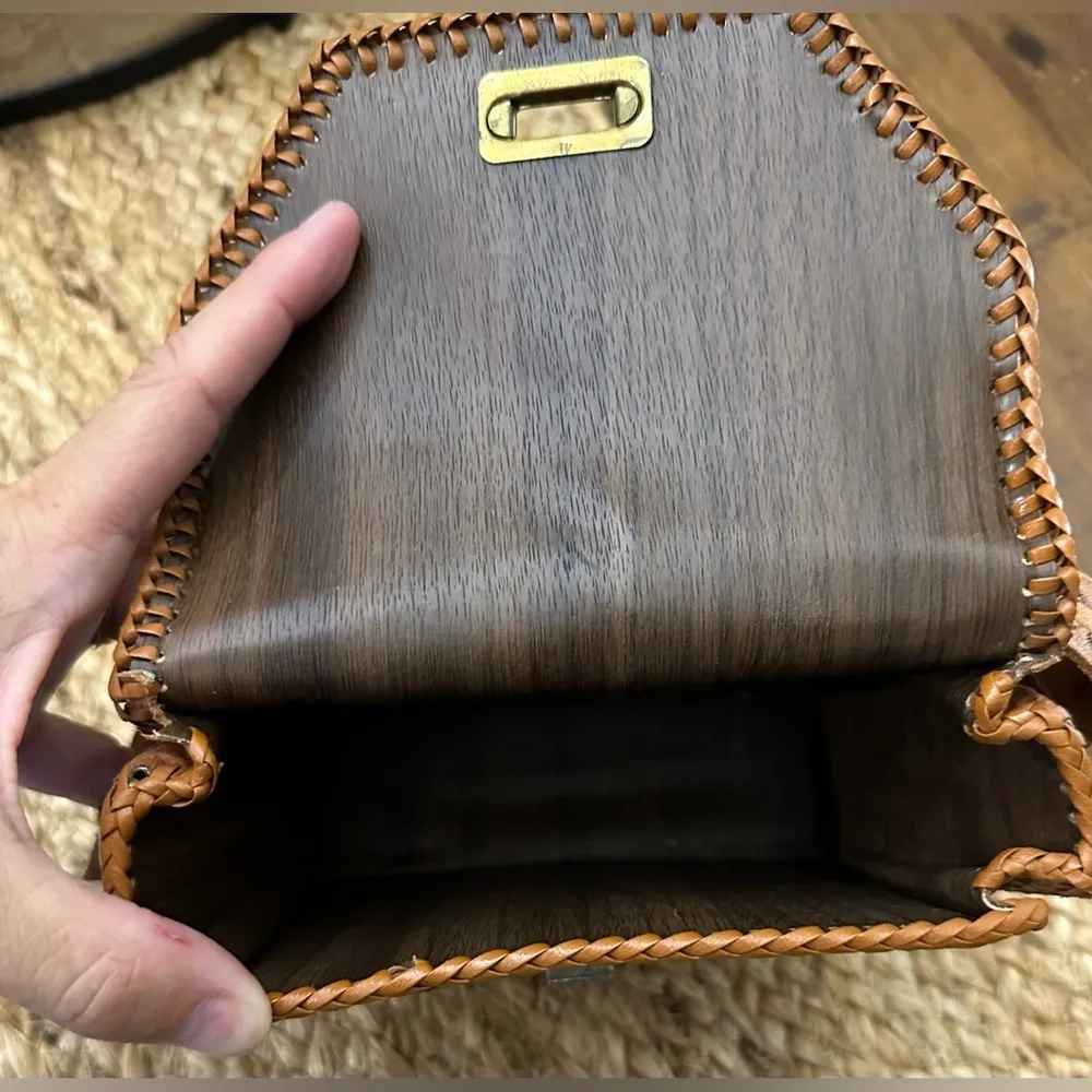 Vintage Hand Tooled Leather Stamped Handle Handbag Purse Western Boho Mexican - Image 8