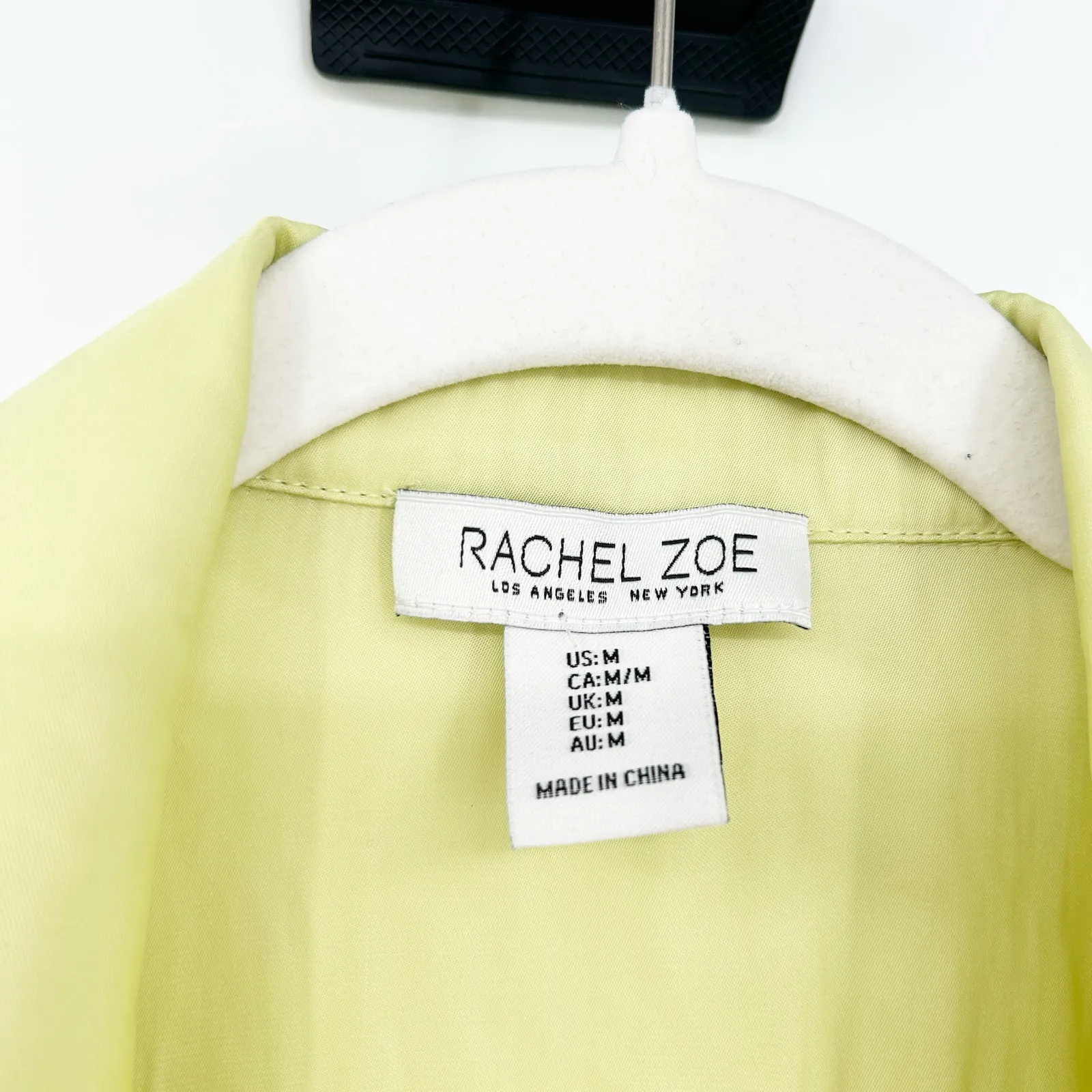 Rachel Zoe Womens Satin Boxy Tie Front Buttoned Long‎ Sleeve Shirt Size M Lime - Image 2