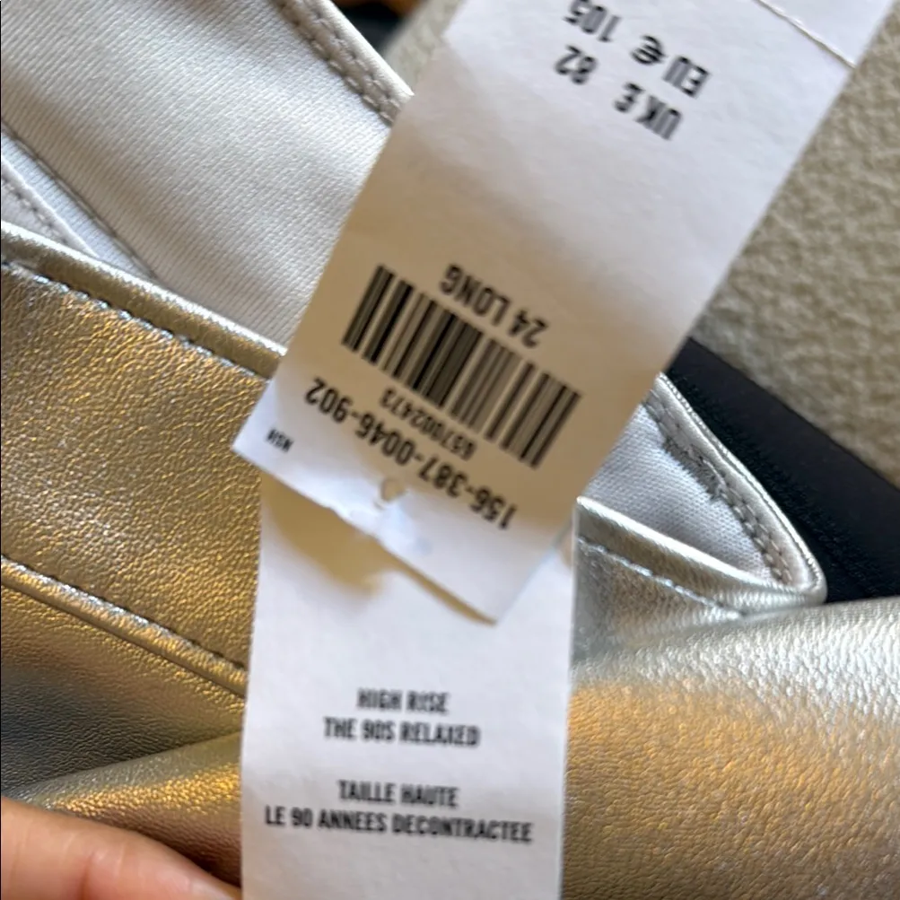 Abercrombie and Fitch Silver Metallic Leather Pants NWT curve love Long - Image 5