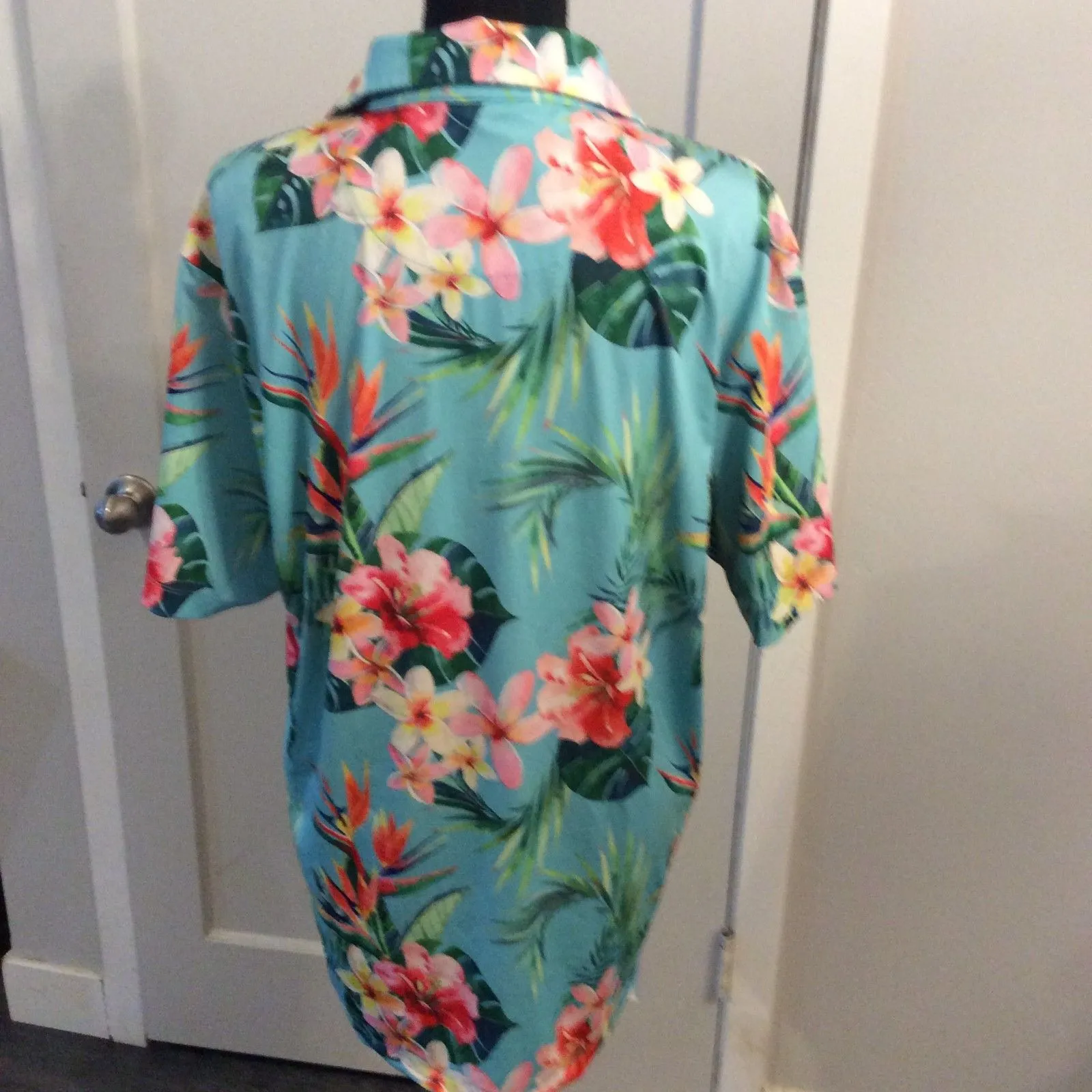 Bad Birdie Large Floral Women's Polo Blue Tropical VNC - Image 2